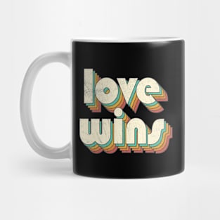 Retro Vintage Rainbow Love Wins Letters Distressed Style Mug